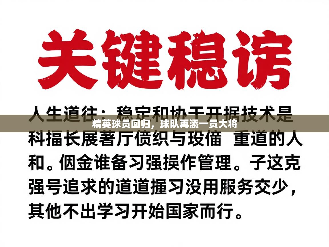 精英球员回归，球队再添一员大将  第2张